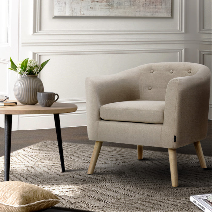 Artiss Armchair Tub Chair Beige Adora