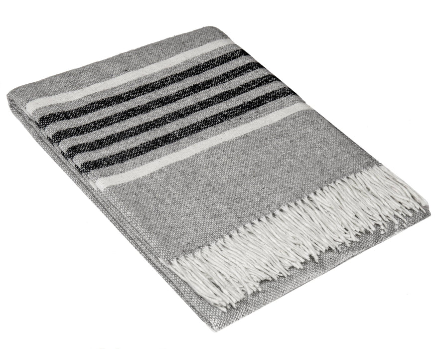 Richmond Throw - Reclaimed Wool Blend Blanket Skillfully Woven in Europe Skin-safe - Grey