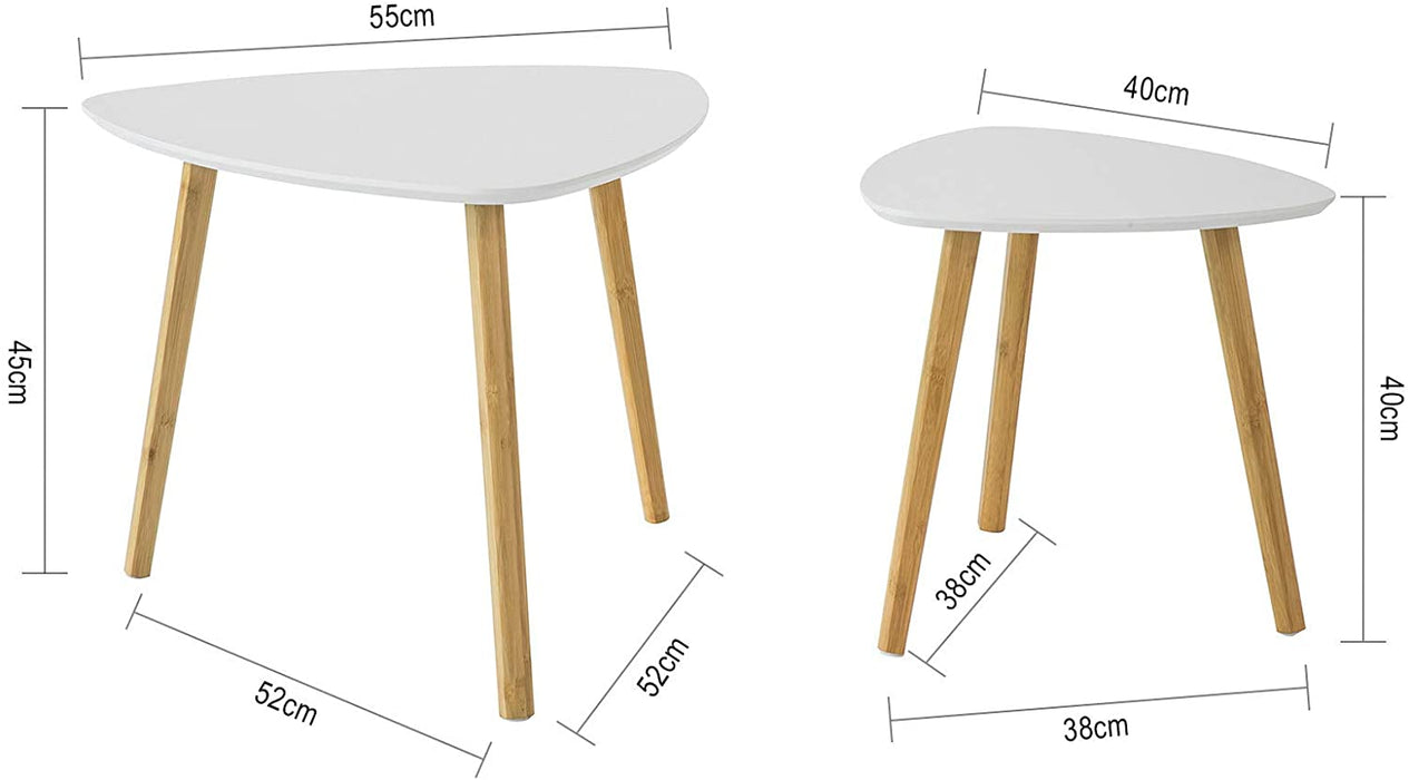 Set of 2 White Side Nesting Tables White Side Table Nesting Set of 2 Coffee Tables Rounded Edges Vikus Living Room