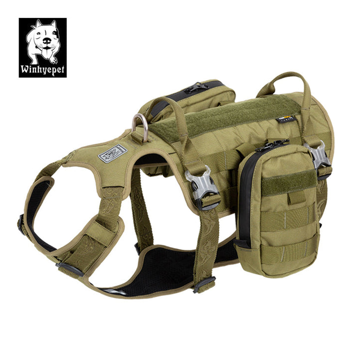 Truelove Dog Adjustable Buckles Side Pocket Waterproof Whinhyepet Military Harness Army Green L