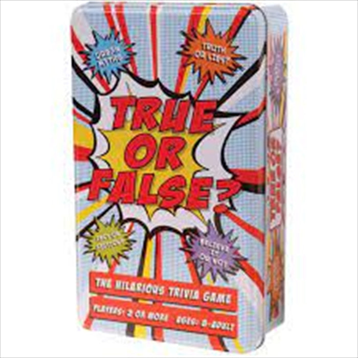 True Or False Tin Card Game Hilarious Trivia Game In A Cool Metal Tin