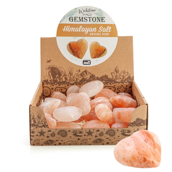 Gemstone Himalayan Salt Massage Heart Oval Heart Shape Massage Cleansing Stone