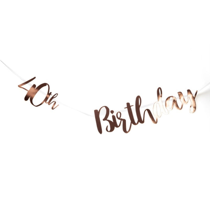 40th Birthday Rose Gold Bunting Rose Gold Foil Finish 40th Birthday Letter Hanging Banner Party Decorations