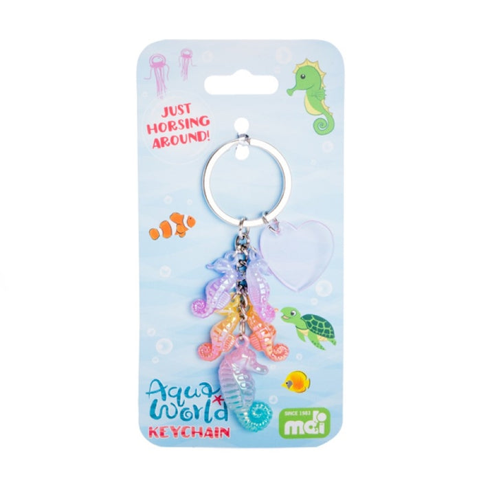 Aqua World Seahorse Keychain Colourful Cluster Of Seahorses Novelty Gift