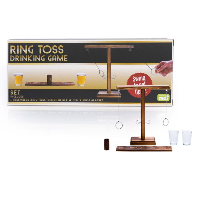 Ring Toss Drinking Game Wooden Ring and Hook Drinking Game with Shot Ladder Bundle