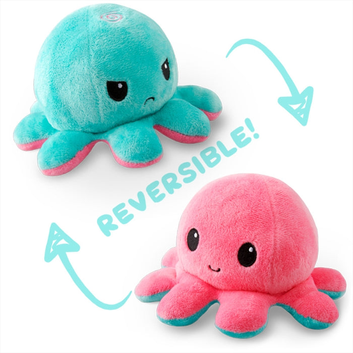 Reversible Plushie Plush Toy For Children Toddlers Babies Octopus Mood Plushie Plushy- Octopus Light Pink/Light Blue