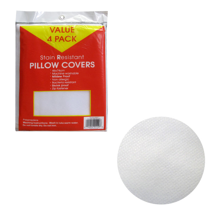 White Standard Pack of 4 Stain Resistant Pillow Protectors