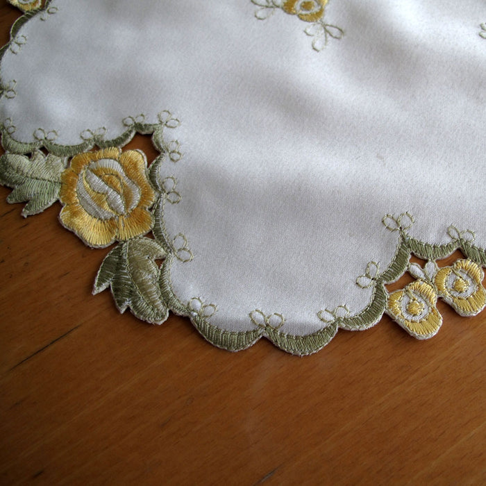 Set of 2 Floral  Embroidered Doilies Floral 8- 30 cm Diameter Table Decor