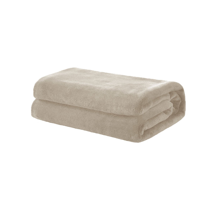 Soft Coral Fleece Throw Rug/Blanket Sand 160 x 220 cm 250GMS Polyester Machine Washable