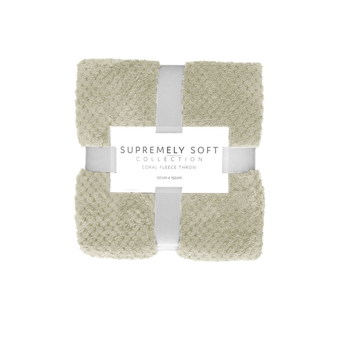 Soft Diamond Fleece Throw Rug Natural 127 x 152 cm Polyester Machine Washable