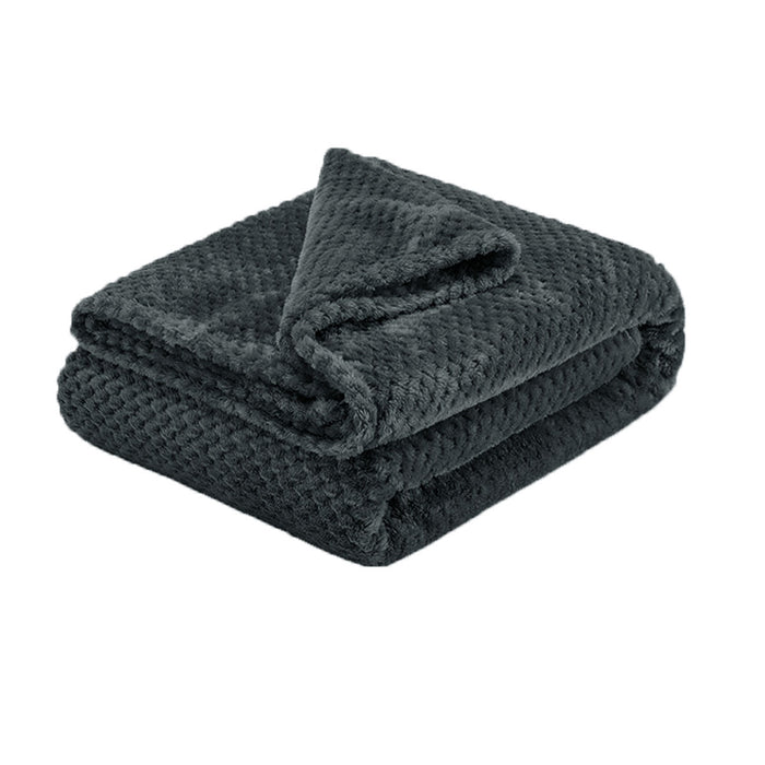 Soft Diamond Fleece Throw Rug/Blanket Charcoal 150 x 200 cm 275GMS Polyester Machine Washable