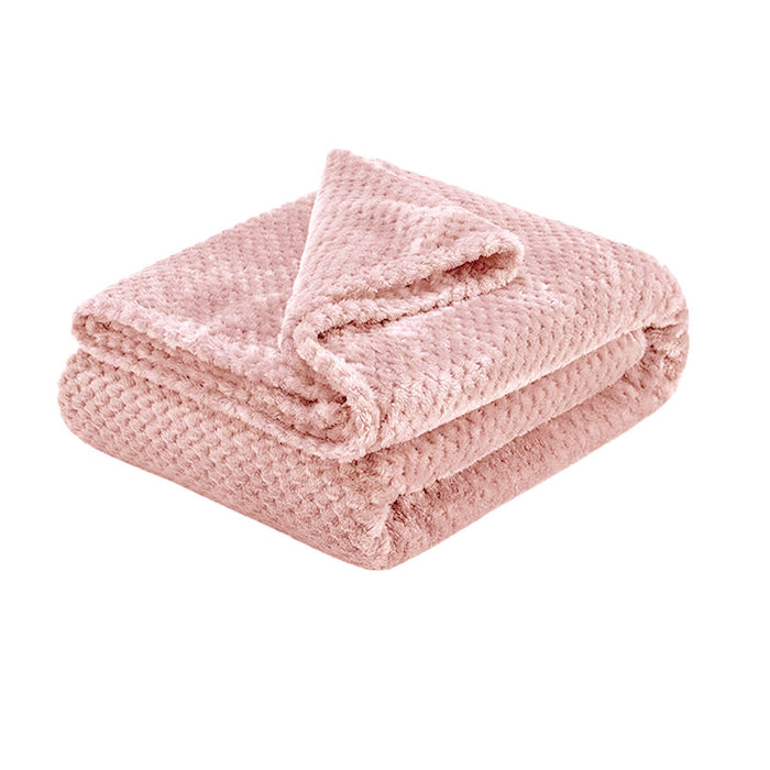 Soft Diamond Fleece Throw Rug/Blanket Pink 150 x 200 cm 275GMS Polyester Machine Washable