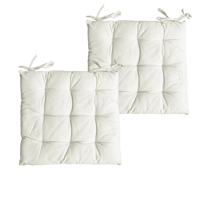 Set of 2 Colter Cotton Chair Pads Seat Cushion 40 x 40 cm 100% Cotton Cream