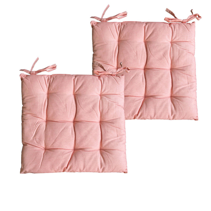 Set of 2 Colter Cotton Chair Pads Seat Cushion 40 x 40 cm 100% Cotton Salmon