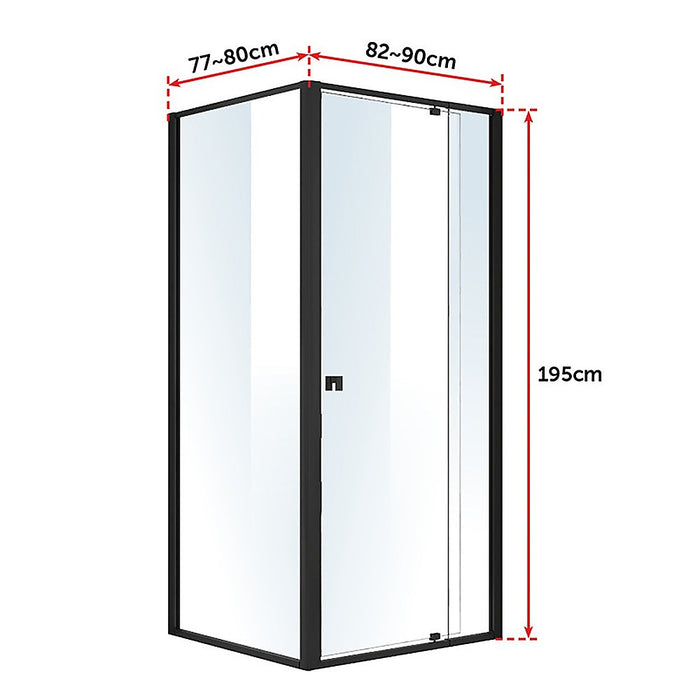 Semi Frameless Shower Screen (82~90)x 195cm & (77~80)x 195cm Side AS/NZS GlassHigh Quality