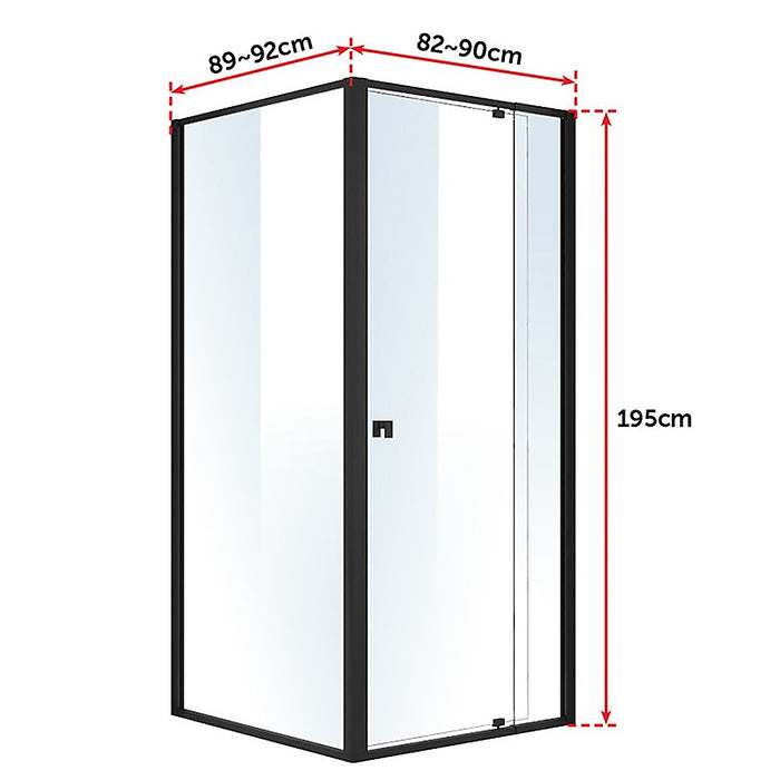 Semi Frameless Shower Screen (82~90)x 195cm & (89~92)x 195cm Side AS/NZS GlassHigh Quality