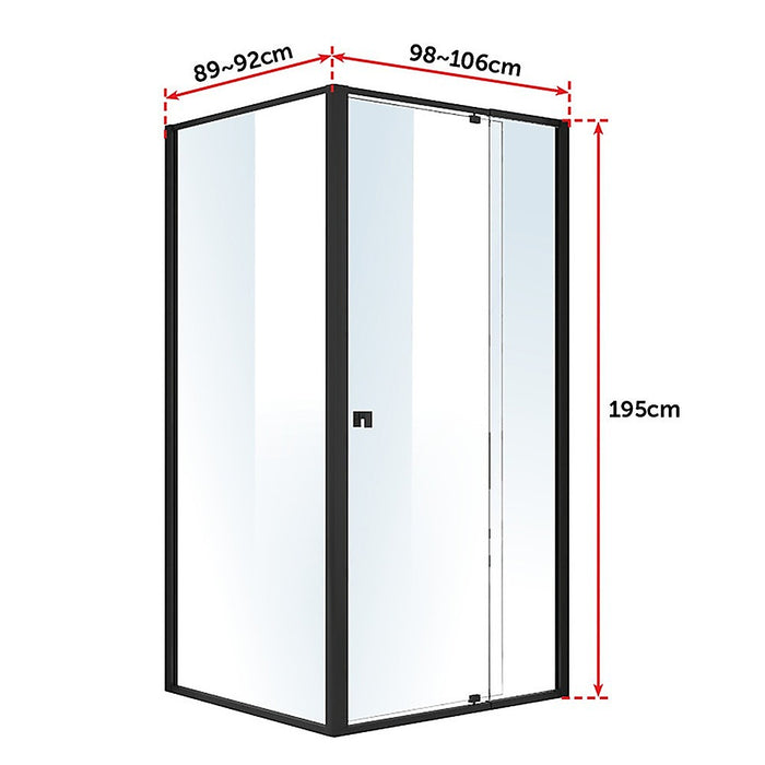 Semi Frameless Shower Screen (98~106)x 195cm & (89~92)x 195cm Side AS/NZS GlassHigh Quality