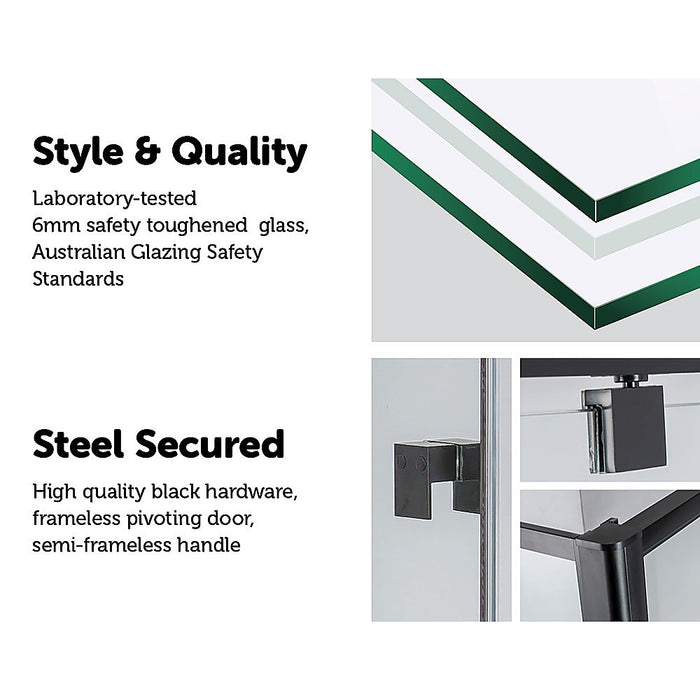 Semi Frameless Shower Screen (114~122)x 195cm & (89~92)x 195cm Side AS/NZS GlassHigh Quality