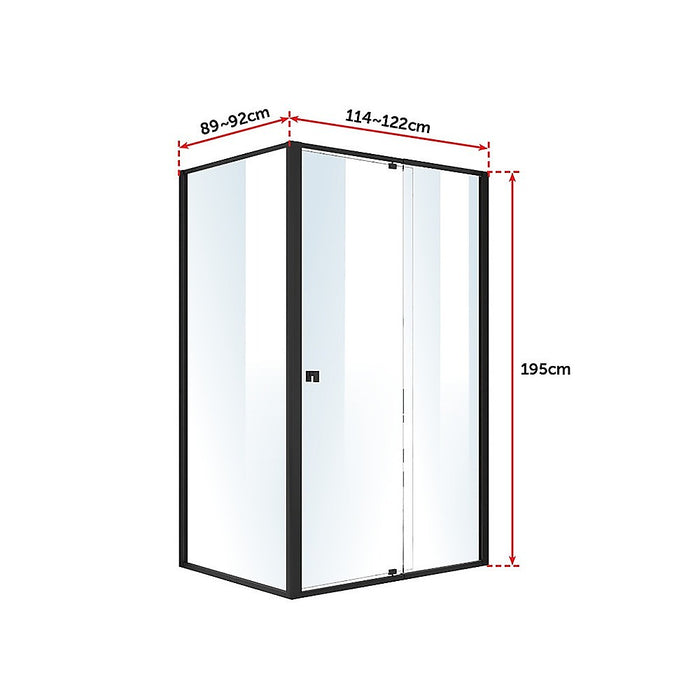 Semi Frameless Shower Screen (114~122)x 195cm & (89~92)x 195cm Side AS/NZS GlassHigh Quality