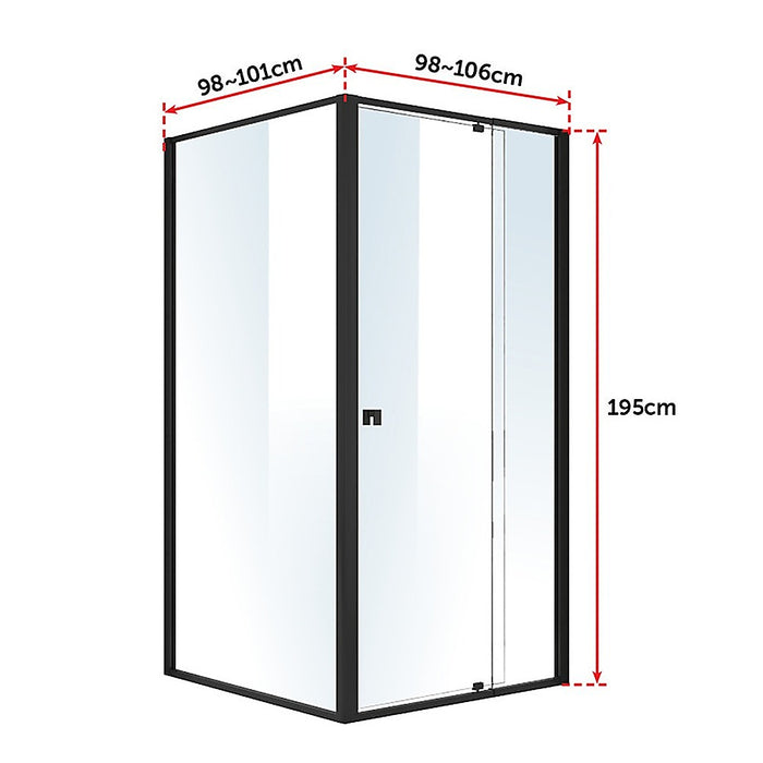 Semi Frameless Shower Screen (98~106)x 195cm & (98~101)x 195cm Side AS/NZS GlassHigh Quality