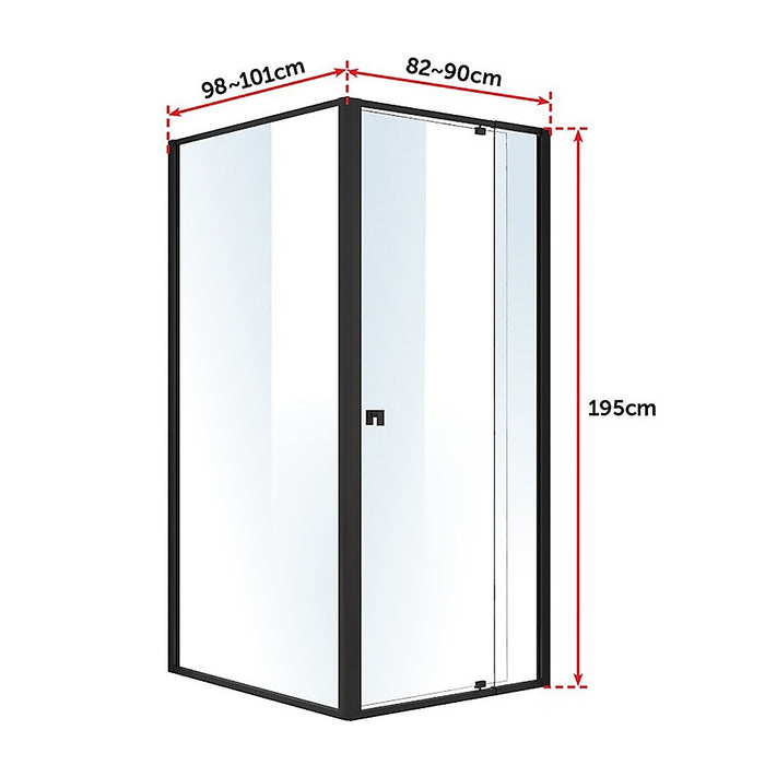 Semi Frameless Shower Screen (82~90)x 195cm & (98~101)x 195cm Side AS/NZS GlassHigh Quality