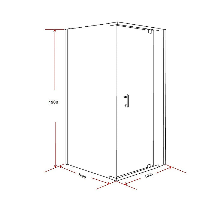 Shower Screen 1000x1000x1900mm Framed Safety Glass Pivot Door By Della FrancescaHigh Quality