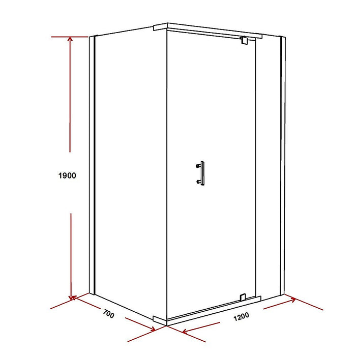 Shower Screen 1200x700x1900mm Framed Safety Glass Pivot Door By Della FrancescaHigh Quality