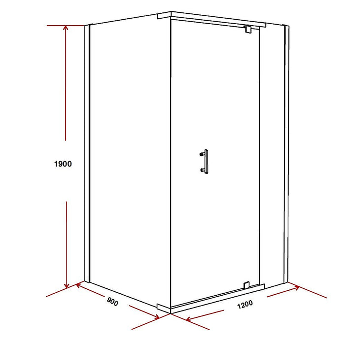 Shower Screen 1200x900x1900mm Framed Safety Glass Pivot Door By Della FrancescaHigh Quality