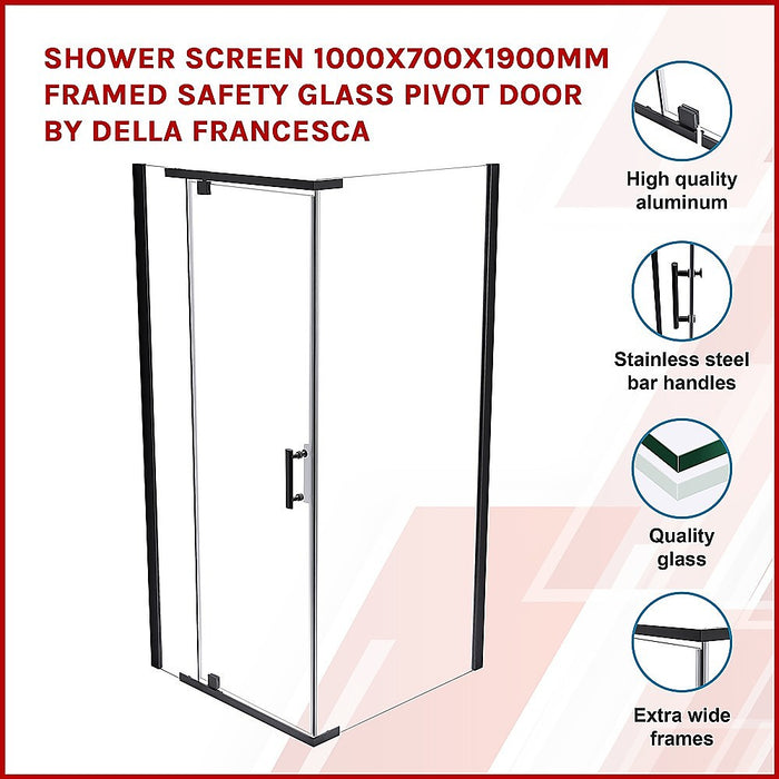 Shower Screen 1000x700x1900mm Framed Safety Glass Pivot Door By Della FrancescaHigh Quality