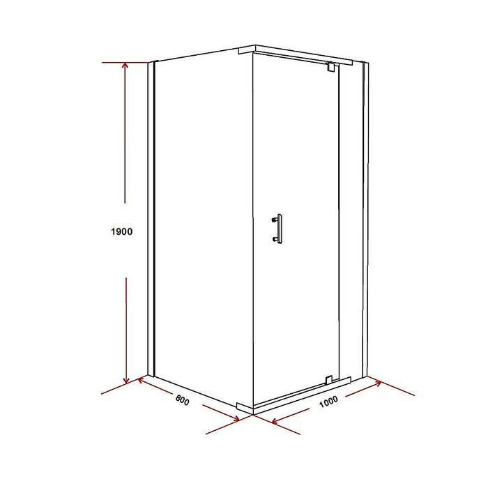 Shower Screen 1000x800x1900mm Framed Safety Glass Pivot Door By Della FrancescaHigh Quality