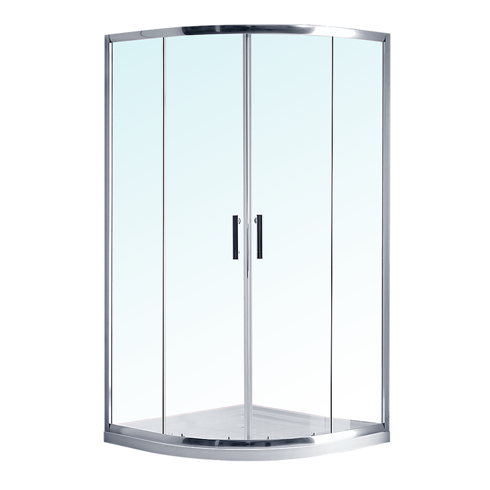 100 x 100cm Rounded Sliding 6mm Curved Shower Screen with Base in ChromeHigh Quality
