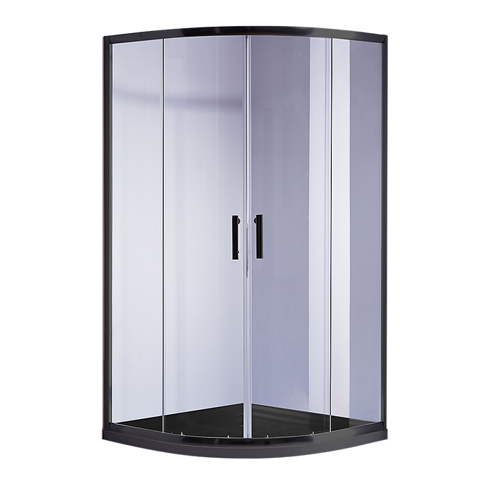 90 x 90cm Rounded Sliding 6mm Curved Shower Screen with Base in BlackHigh Quality