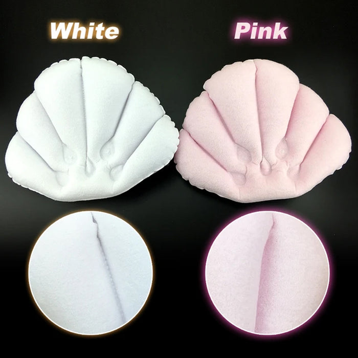 Shell Shape Bath Pillow Soft Inflatable White or Pink