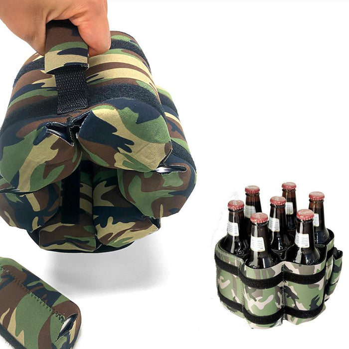 Camouflage Strip Cold Beer Drink Carrier Beach 1-7 Bottle Can Holder Summer