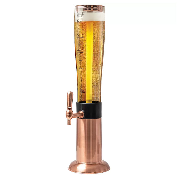 Refinery Beer Tower 2.6L With Tap Ice Drink Dispenser Beverage Bar Tube Copper