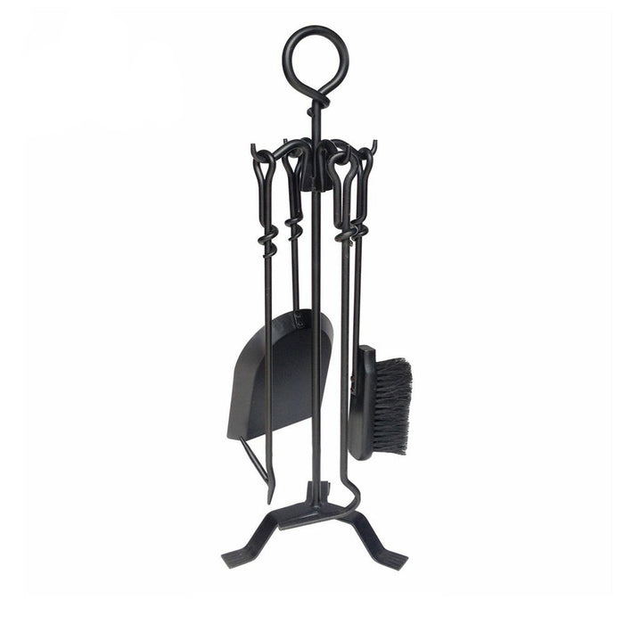 Scandia Classic 5pc Fireside Fire Tool Set Stand Poker Brush Ash Scrapper Shovel