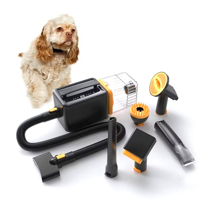 Pet Grooming Kit with Dryer, 6 IN 1 Electric Cordless Dog Cat Grooming Set with Pet Hair Trimmer, Cleaning Brush for Shedding, Low Noise Wireless Dryer & Paw Trimmer, 1.4L Cup