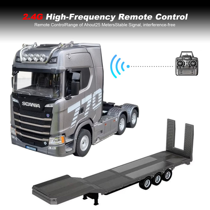 Silver 1/18 Scale Rc Scania 770s Truck Rtr 2.4G remote 6WD Light & Sound Silver