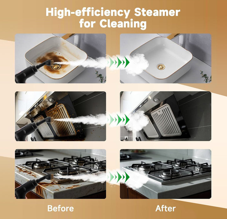 Handheld Steam Cleaner with 10-Piece Accessories, 3-Speed Adjustable Handle, Multi-Surface High-Pressure Steam Chemical-Free Cleaning