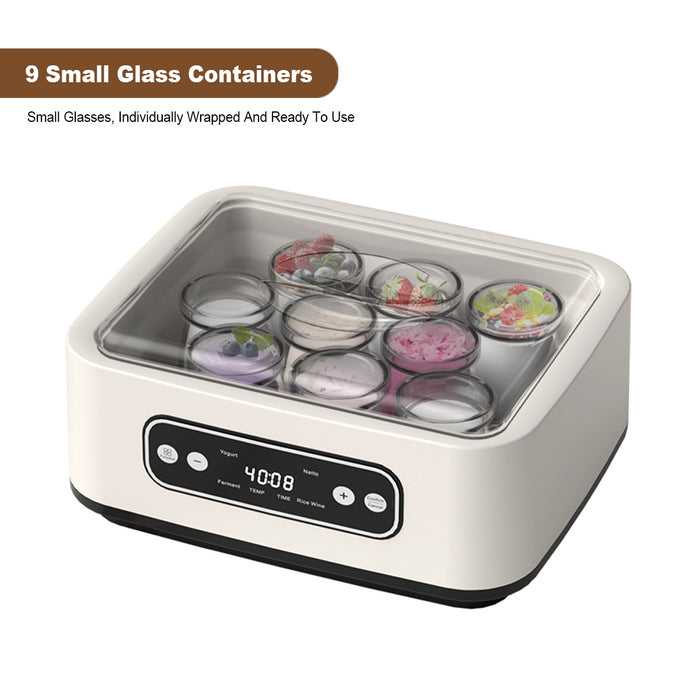 Mornest Yogurt Maker with 9 Glass Jars, Customisable Time &amp; Temperature Control for Greek, Kefir &amp; Homemade Yogurt, Multi-Functional Fermentation Machine for Probiotic Dairy &amp; Natto