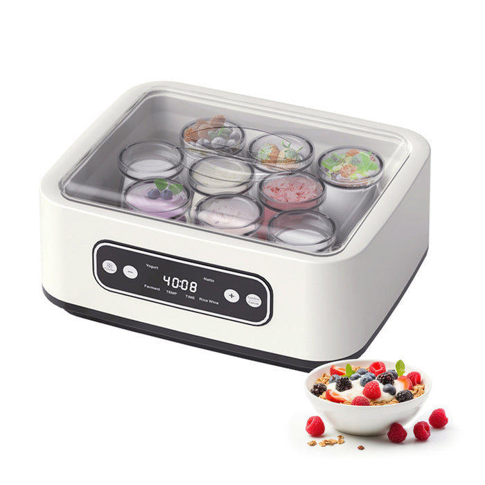 Mornest Yogurt Maker with 9 Glass Jars, Customisable Time &amp; Temperature Control for Greek, Kefir &amp; Homemade Yogurt, Multi-Functional Fermentation Machine for Probiotic Dairy &amp; Natto