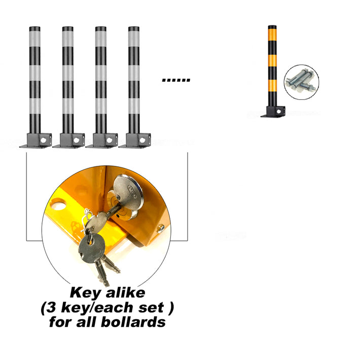 Black Parking Bollard locker Barrier Key Alike Or Independent Fold Down Vehicle