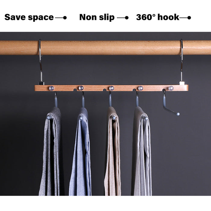 5in1 Wooden & Solid Metal Magic Hanger Pant Clothes Tie Rack Save Space Non Slip Trade Me