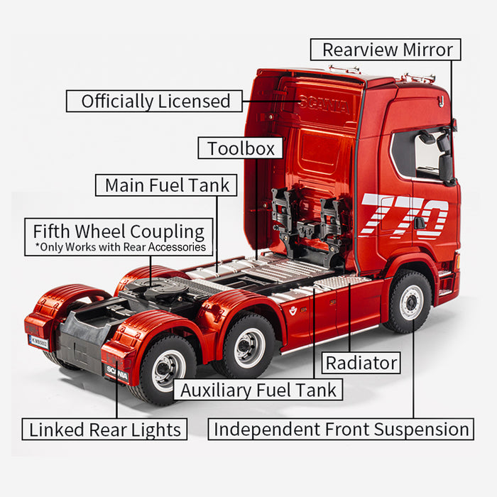 Red 1/18 Scale Rc Scania 770s Truck Rtr 2.4G remote Light & Sound Full FunctionLight