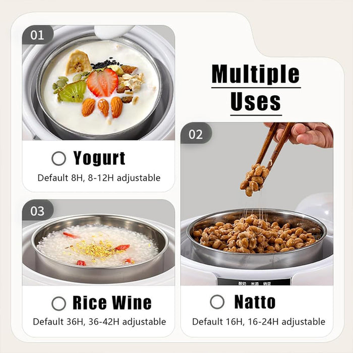 Mornest Yogurt Maker with 9 Glass Jars, Customisable Time &amp; Temperature Control for Greek, Kefir &amp; Homemade Yogurt, Multi-Functional Fermentation Machine for Probiotic Dairy &amp; Natto