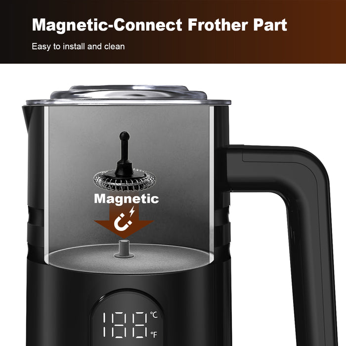 Mornest 4-in-1 Electric Milk Frother, 580ML Automatic Coffee Frother with Digital Display, 2-Min Quick Foaming for Coffee, Latte, Hot Chocolate, Hot Chocolate, Cappuccino, Macchiato