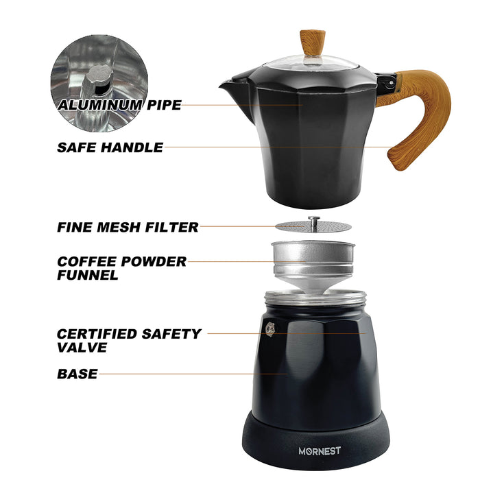 Mornest Electric Moka Coffee Maker Pumpkin Pot Classic Italian Auto Power Off 6Cup