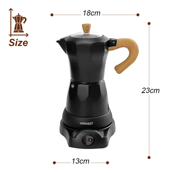 Mornest Electric Moka Coffee Maker Pumpkin Pot Classic Italian Auto Power Off 6Cup