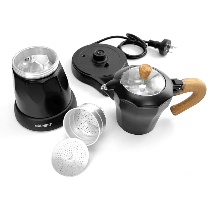 Mornest Electric Moka Coffee Maker Pumpkin Pot Classic Italian Auto Power Off 6Cup