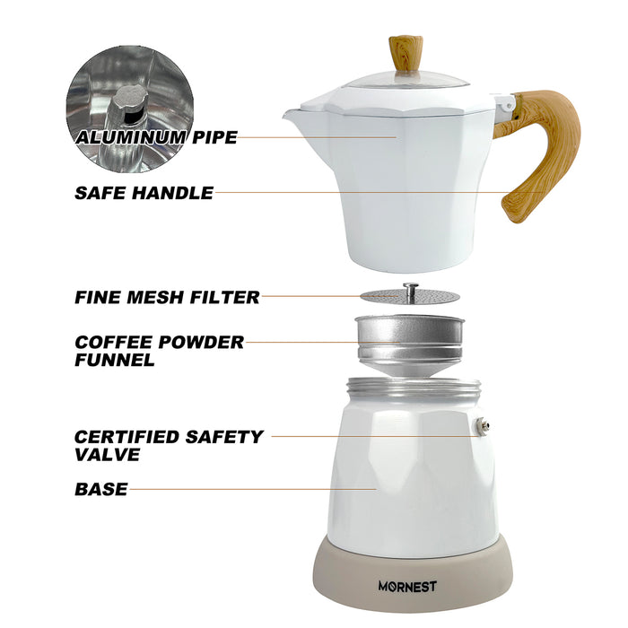 Mornest Electric Moka Coffee Maker Pumpkin Pot Classic Italian Auto Power Off 6Cup